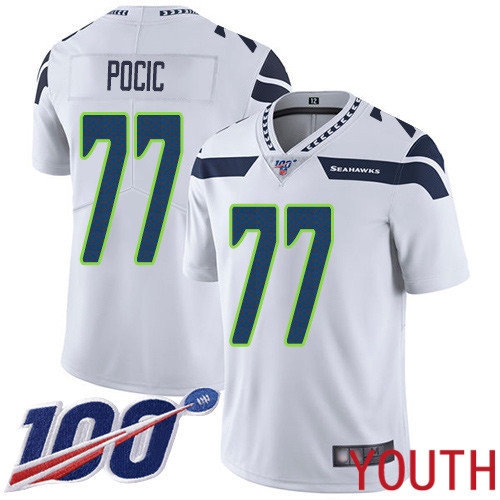Seattle Seahawks Limited White Youth Ethan Pocic Road Jersey NFL Football #77 100th Season Vapor Untouchable->youth nfl jersey->Youth Jersey